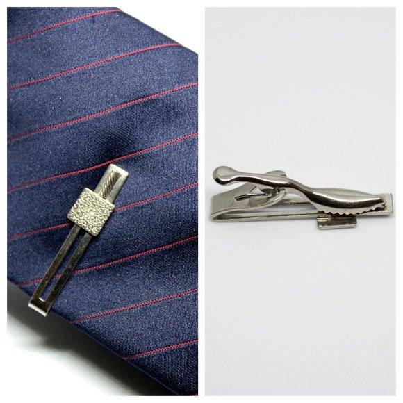 Vintage Square Crystal Stone Rectangle Tie Clip | Father's Day Gift | Groomsmen - Picture 2 of 8